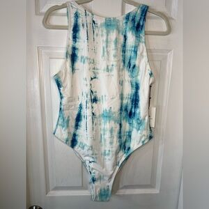 Something Navy‎ Tie Dye One Piece Swimsuit Low Back Women’s Size L